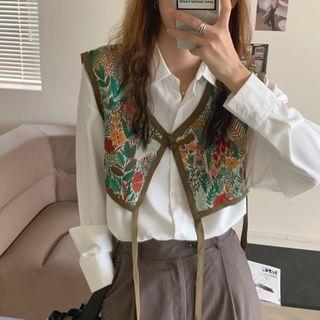 Floral Print Tie-front Vest