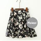 Floral Print Pleated A-line Skirt
