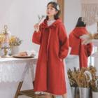 Bow Hooded Button Long Coat