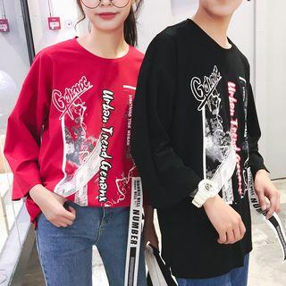 Couple Matching 3/4-sleeve Lettering Top