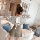 Lace-up Sweatshirt / A-line Pleated Mini Skirt