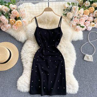 Strappy Rhinestone Sheath Dress