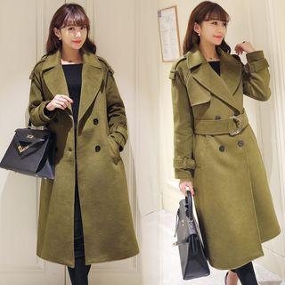Double Breasted Notch Lapel Long Coat