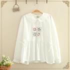 Cow & Milk Embroidered Blouse White - One Size