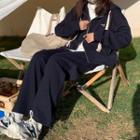Lettering Zipped Hoodie / Wide-leg Pants