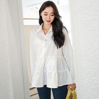 Tiered-hem Textured Blouse