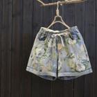 Flower Print Denim Shorts