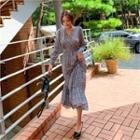 V-neck Patterned Maxi Dress Ivory - One Size
