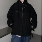 Buckled Fleece Zip Jacket Black - One Size
