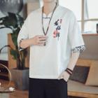 Chinese Character Embroidered Frog-button Top
