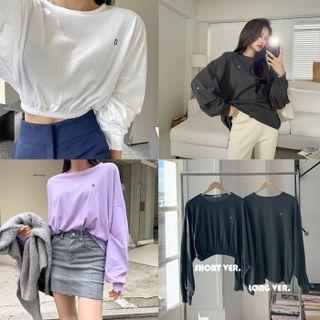 Letter-embroidered T-shirt In 2 Lengths