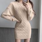 Long-sleeve Slim-cut Cable-knit Dress