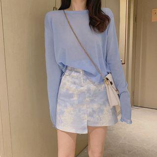 Long-sleeve T-shirt / Tie-dyed Asymmetrical A-line Skirt / Set