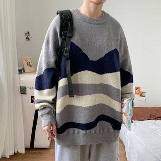 Color Block Round Neck Oversized Sweater