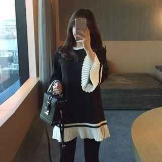 Contrast-trim Pleated Minidress