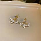 Flower Rhinestone Alloy Earring 1 Pair - Gold & White - One Size