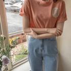 Lace-patched Boxy T-shirt Orange - One Size