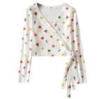 Long-sleeve Fruit Print Ribbed T-shirt