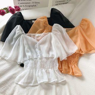 Plain Square Neck Chiffon Top