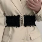 Lace Wide Belt Black & Silver - One Size