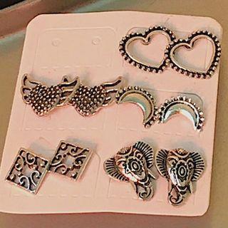 Set: Embossed Alloy Earring (assorted Designs) As Shown In Figure - 1 Pair - One Size