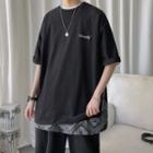 Mock Two-piece Elbow-sleeve Paisley Panel T-shirt