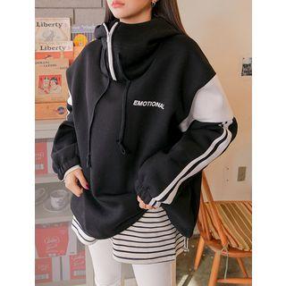 Letter High-neck Zipped Hoodie