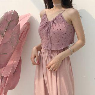 Dotted Spaghetti Strap Crop Top