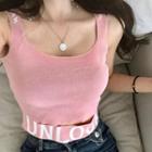Letter Cropped Knitted Tank Top