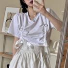 Short-sleeve Buckled Drawstring T-shirt / A-line Skirt