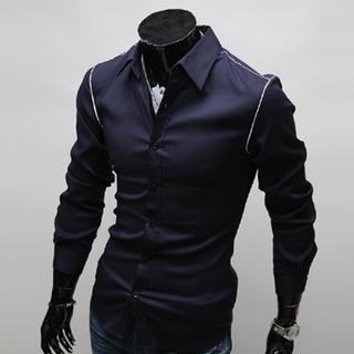 Long-sleeve Contrast Trim Shirt