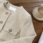 Buttoned Tweed Blouson Jacket