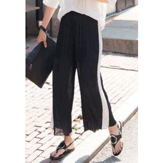 Band-waist Contrast-trim Pleated Pants