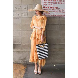 Frilled-detail Lace-trim Dress