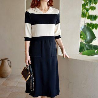 Sailor Stripe Knit Long Dress