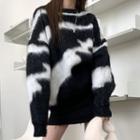 Zebra Print Fluffy Sweater Black - One Size
