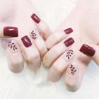 Leaf / Plain Faux Nail Tips 257 - Wine Red - One Size