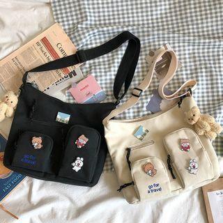Multi-section Zip Canvas Crossbody Bag