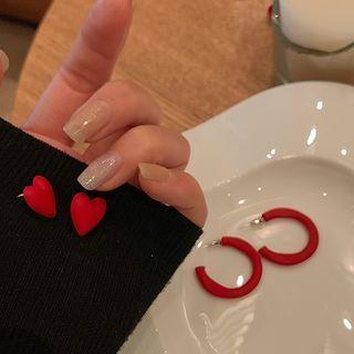 Red Open Hoop Earring