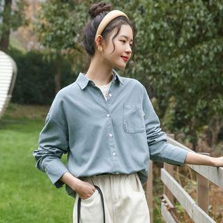 Pocket Detail Shirt Navy Blue - One Size