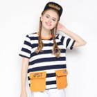 Contrast Pocket Striped Short-sleeve T-shirt