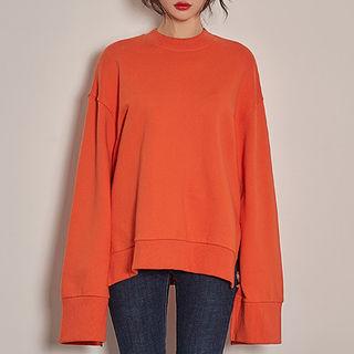 Drop-shoulder Slit-detail Top