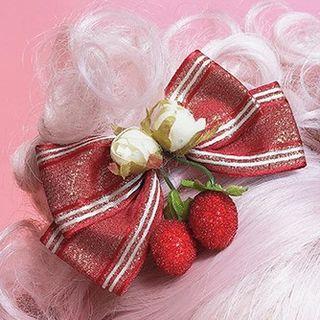 Cherry Ribbon Hair Clip 1 Pc - Red - One Size