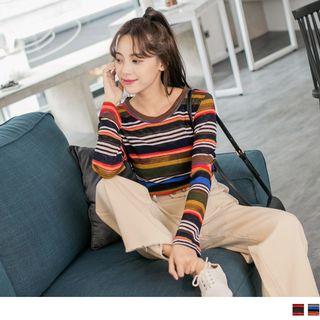 Long Sleeve Rainbow Stripe T-shirt