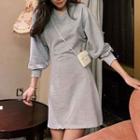Long-sleeve Open Back A-line Mini Dress