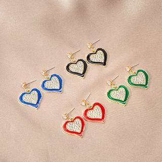 Heart Glaze Rhinestone Alloy Dangle Earring