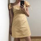 Short-sleeve Crinkled Mini A-line Dress