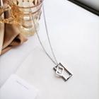 Rectangle Pendant Alloy Necklace 1 Pc - Necklace - Silver - One Size