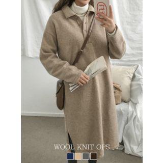 Wool Blend Midi Polo Knit Dress
