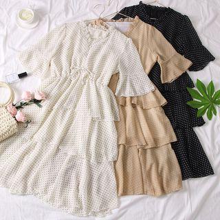 Layered Dotted Shirtdress